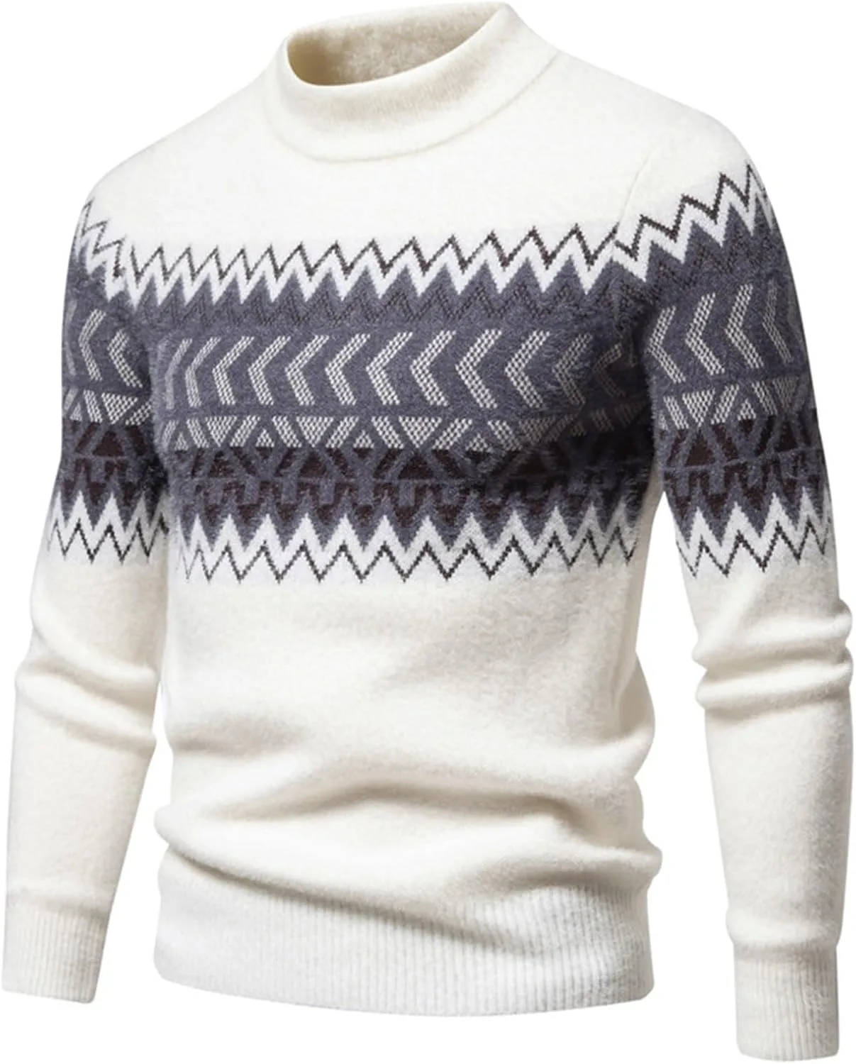 

Мужской свитер с цветными блоками, длинный рукав, вязаный AQAYL