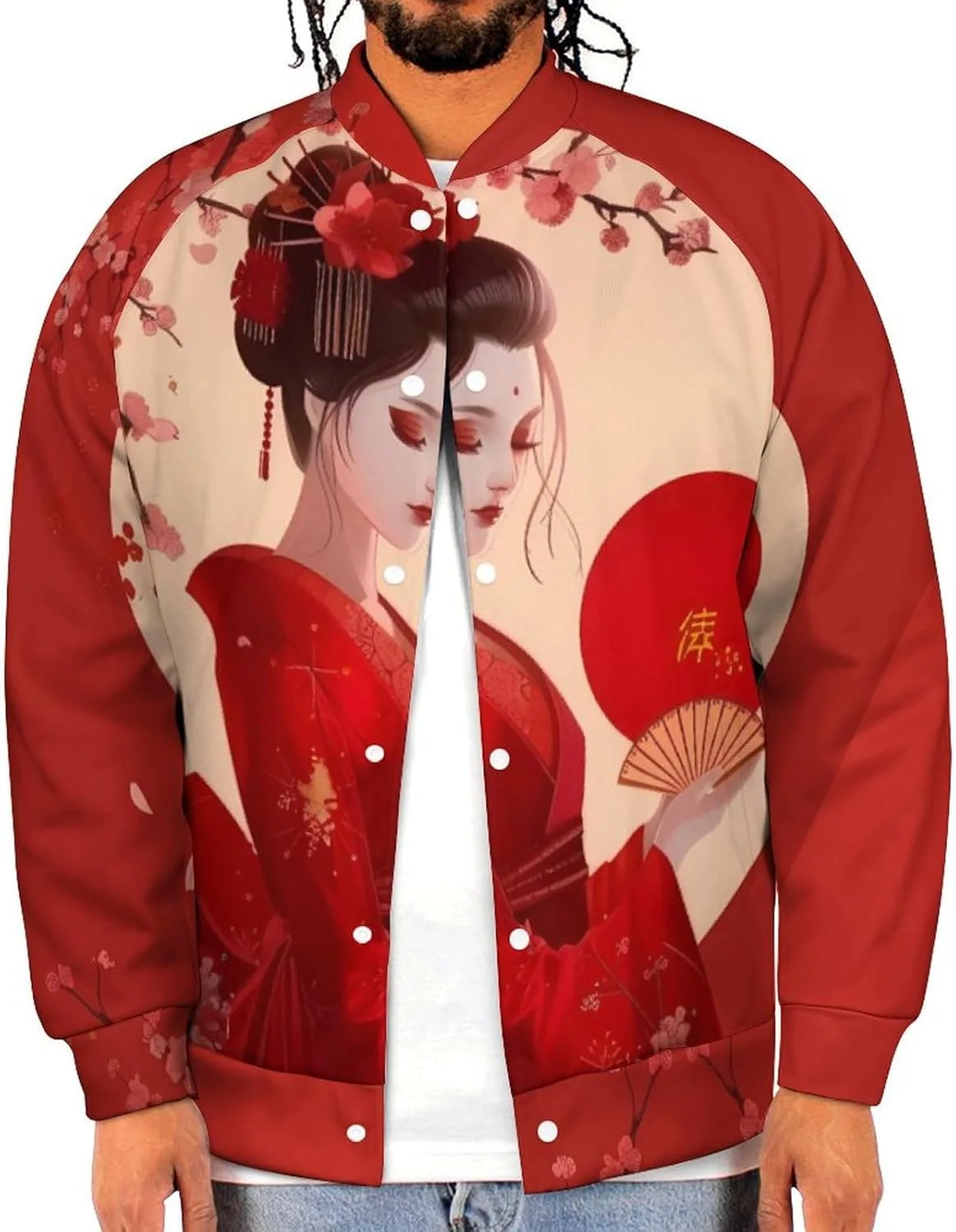 Куртка-бомбер Anime Girl Japanese Geisha мужская легкая бейсбольная куртка Letterman Generic, Style