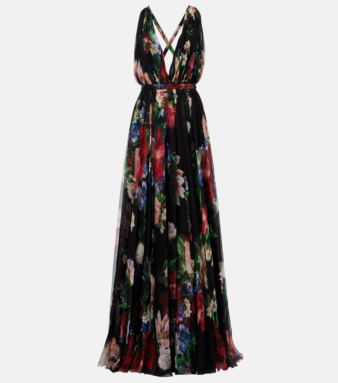 

Платье из плиссированного шелкового шифона с цветочным принтом Dolce&Gabbana, B. Fiori Antichi Fner