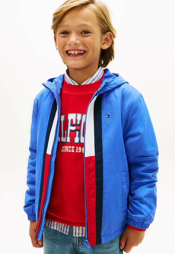Летняя куртка с капюшоном и цветными блоками и флагом Tommy Hilfiger, Empire Blue — фото 2
