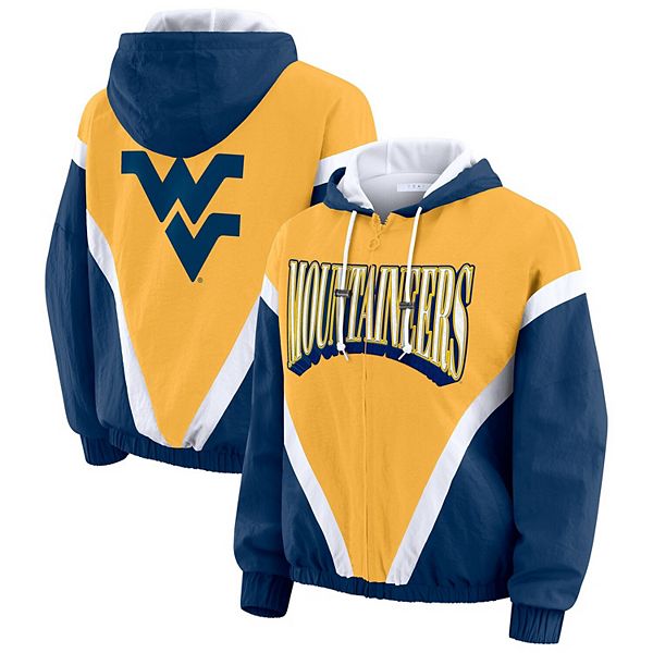 

Женская худи-ветровка с молнией West Virginia Mountaineers в цвете navy/gold Wear By Erin Andrews