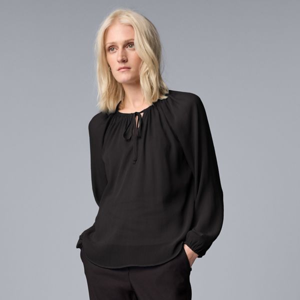 

Женская блузка с завязками и сборкой Simply Vera Vera Wang, черный