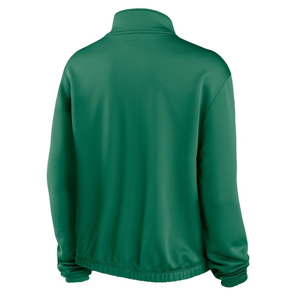Женский свитшот Nike Green Oakland Athletics Rewind Splice с полуукороченной молнией до половины и объемным подолом, цвет Oas Green — фото 4
