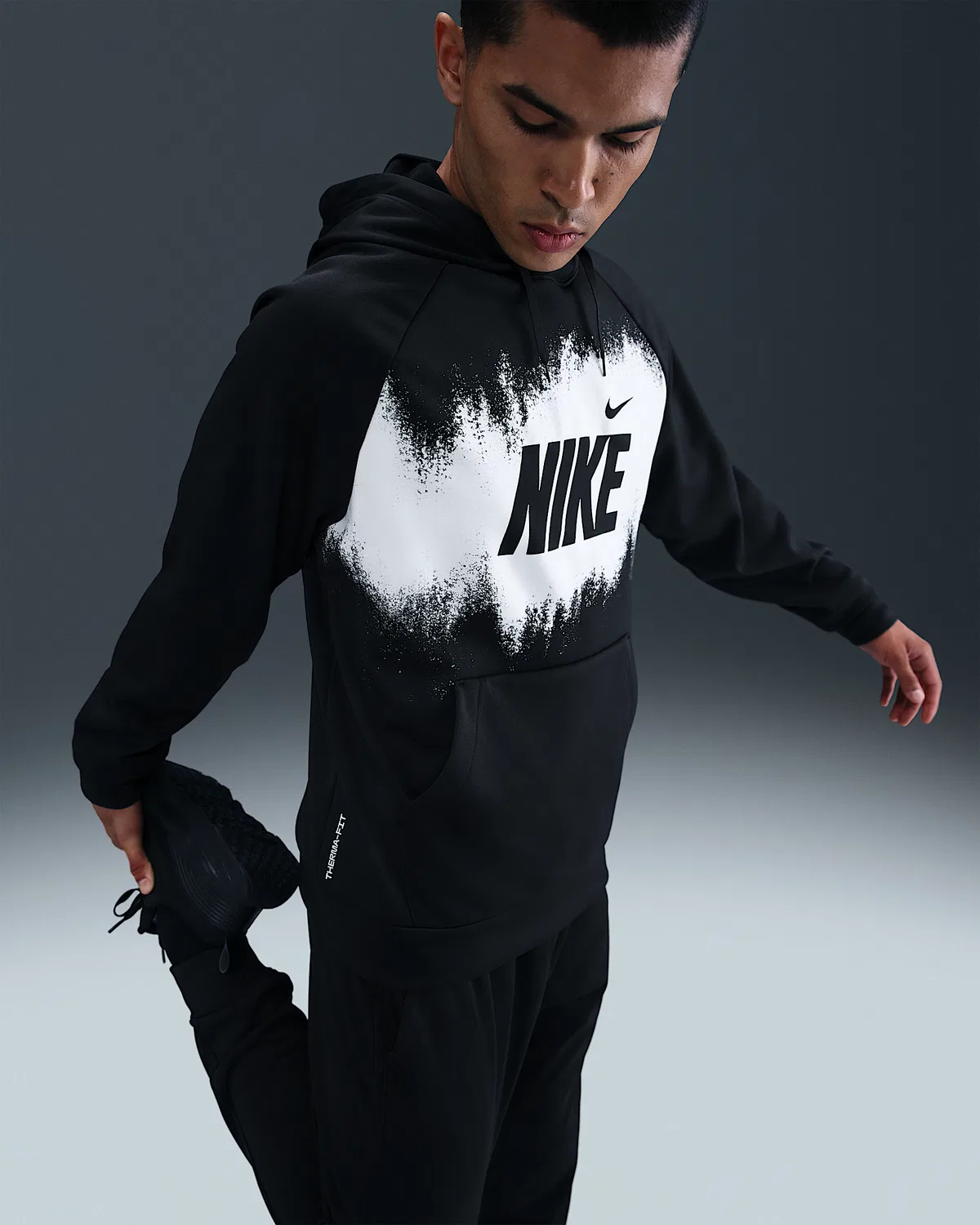 Мужское флисовое худи Nike Therma-FIT, Black — фото 3