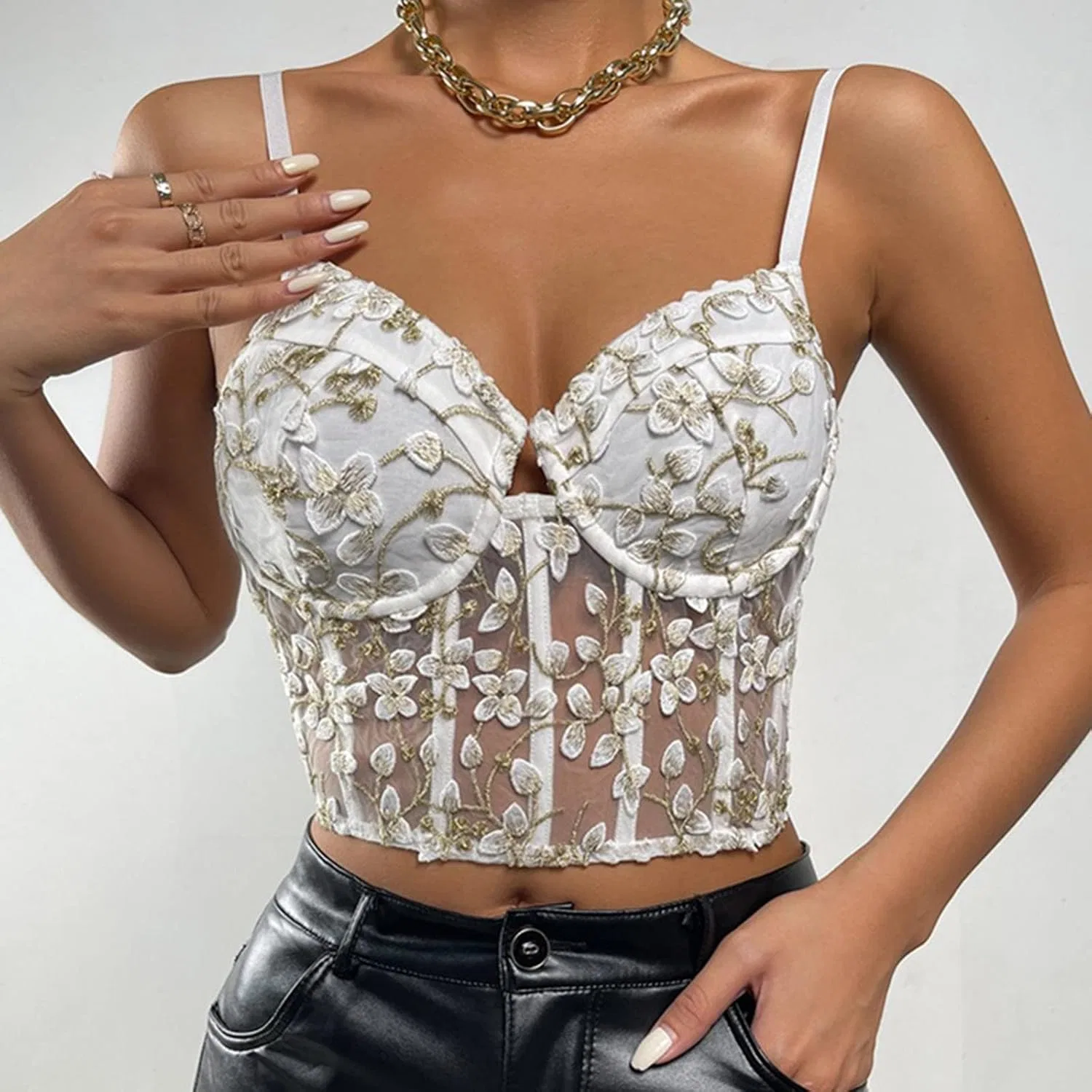 Топ-бюстье кружевной, без бретелек, Waist Cincher Corset Sweets, белый — фото 2