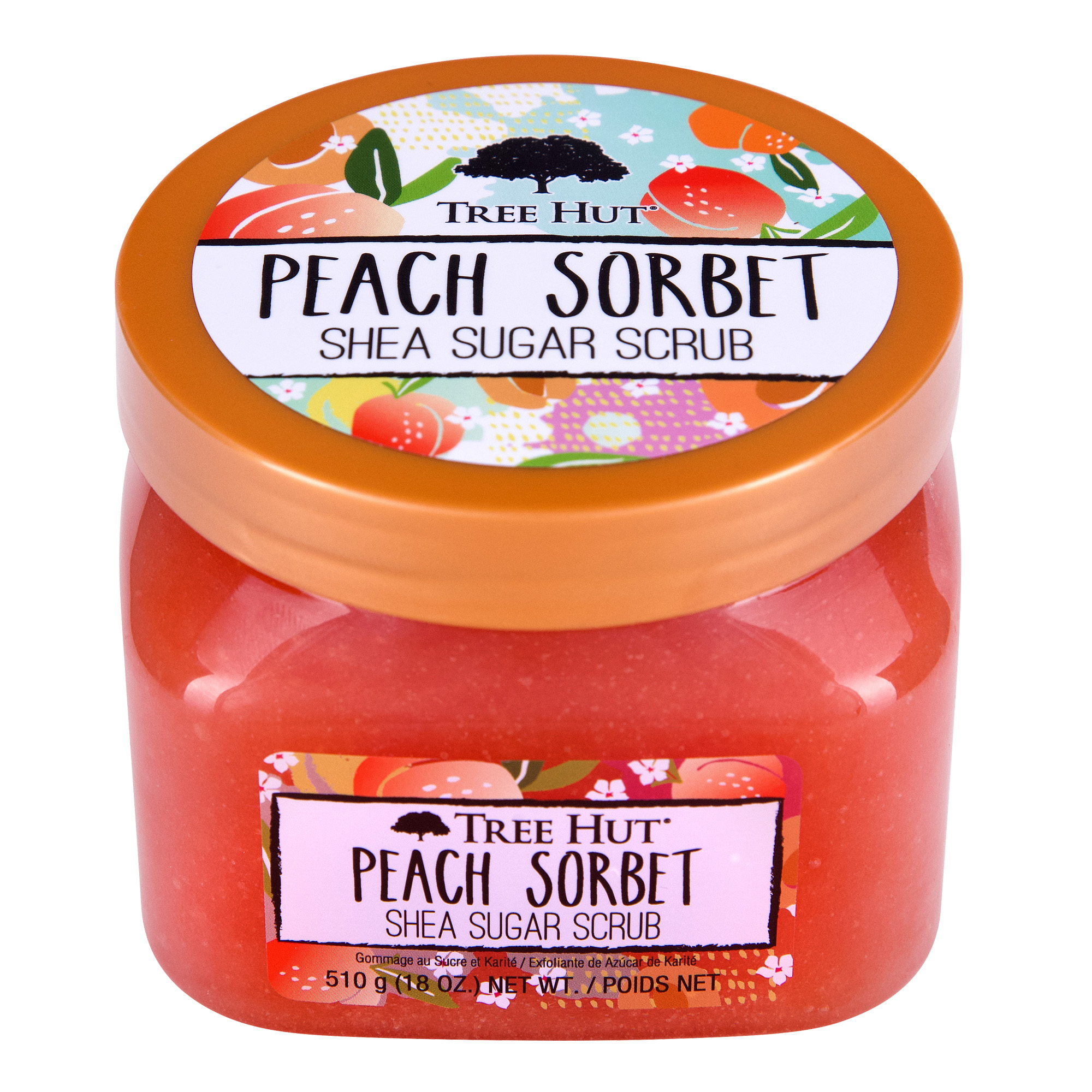 

Скраб для тела с ароматом сладких фруктов peach sorbet shea sugar scrub Tree Hut, вес 510 гр.
