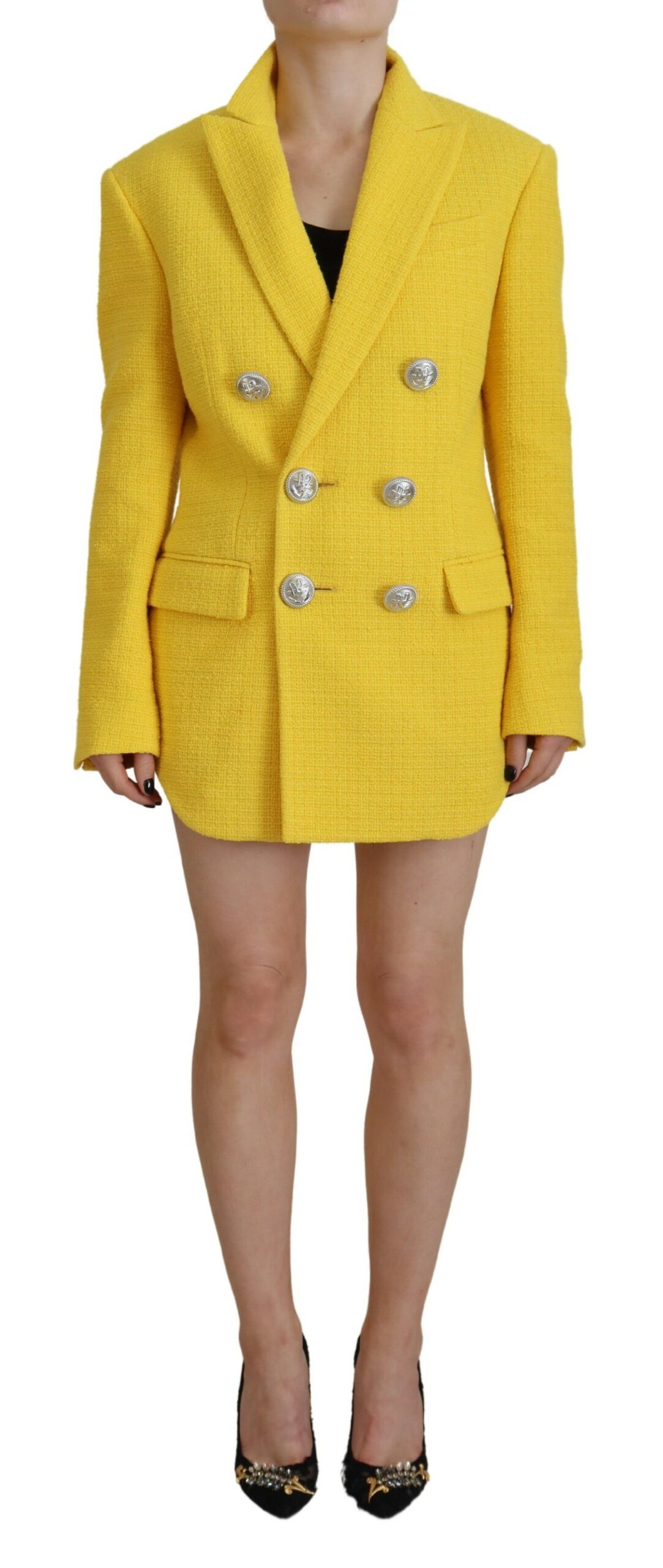 

Желтый Пик Двубортный Костюм Блейзер Короткий Комплект Dsquared2