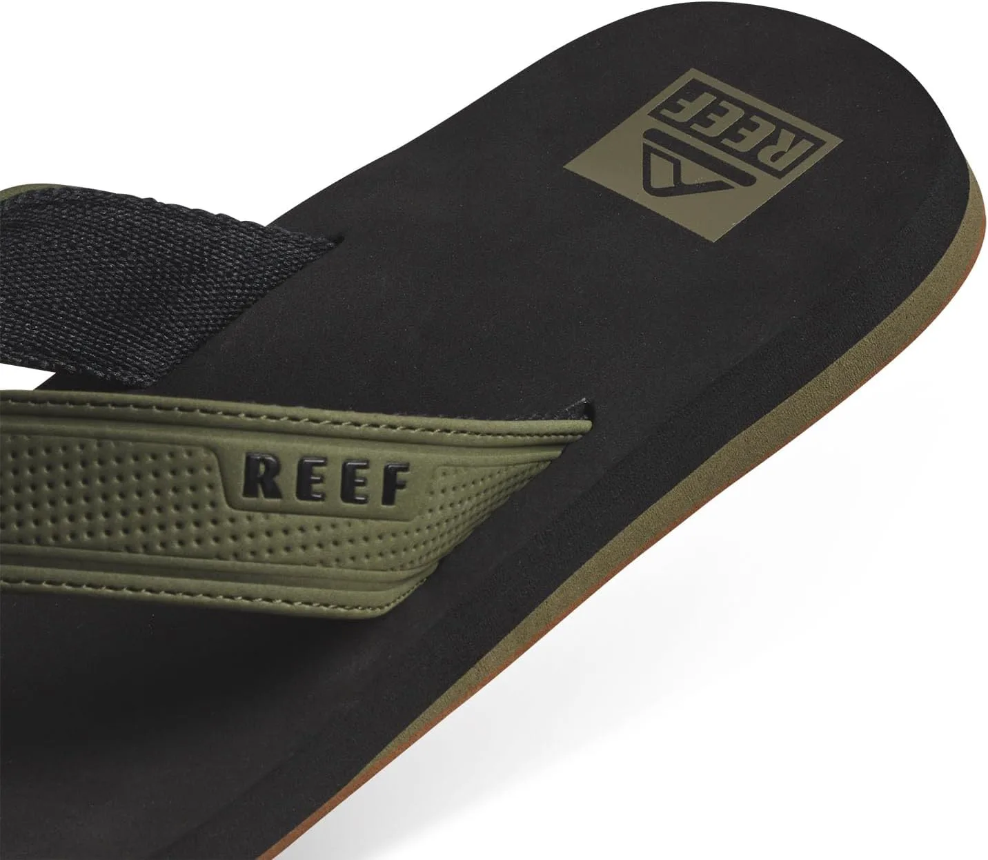 Мужские шлепанцы REEF Layback с поддержкой свода стопы, водостойкие, черный/оливковый — фото 4
