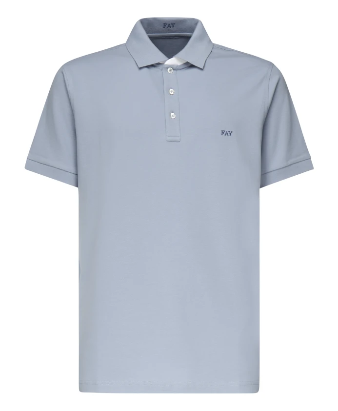 

Светло-Голубая рубашка-поло с короткими рукавами Fay, синий
