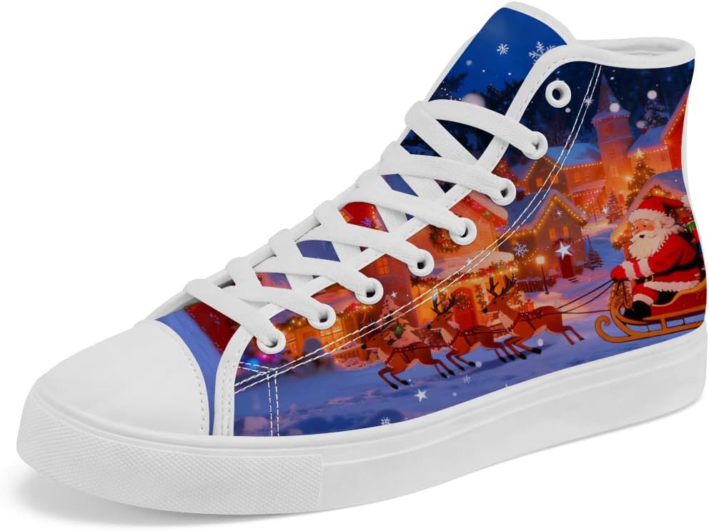 

Детские рождественские высокие кеды из парусины с изображением Санта-Клауса Chebing, 611 Santa Blue