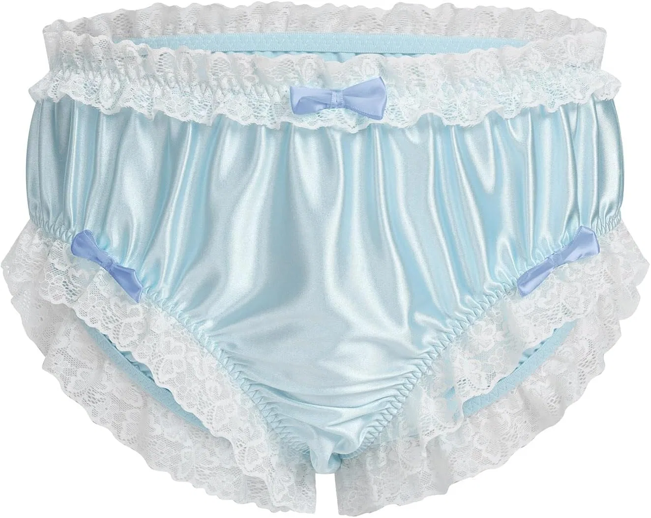 Брифы с кружевом и бантом, Satin Silk, Light Blue