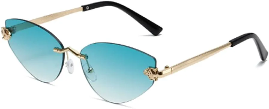 

Модные солнцезащитные очки треугольной формы без оправы с защитой от УФ-излучения и солнцезащитным козырьком Weloveushop, Gold Frame Gradually Green Flakes