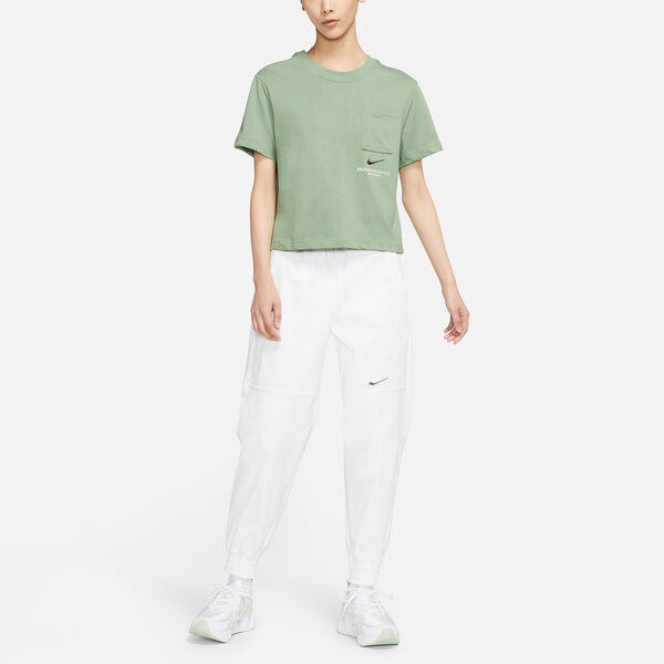 Футболка (WMNS) Nike Sportswear Swoosh 3D Logo Loose Breathable Round Neck Short Sleeve Green T-Shirt, зеленый — фото 3