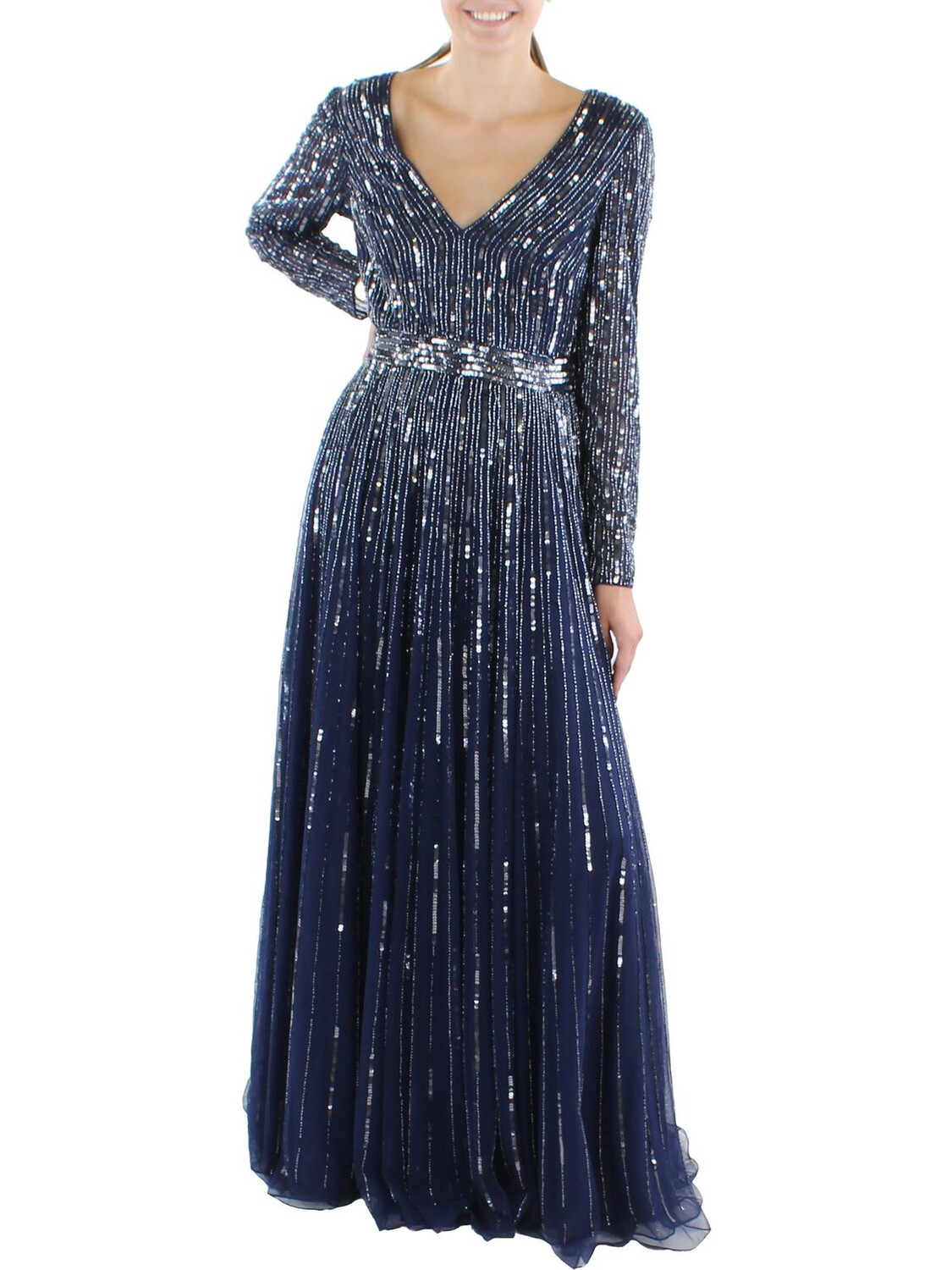

Женское вечернее платье макси с блестками Mac Duggal, цвет Midnight