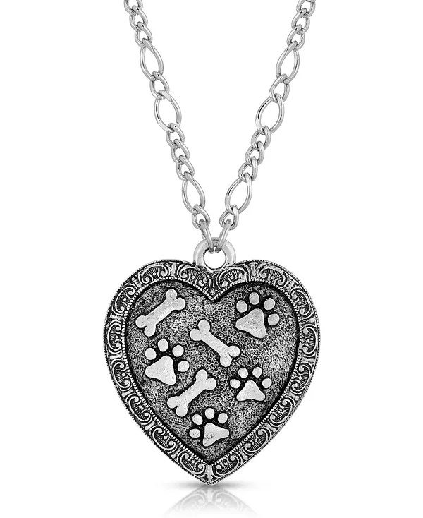 

Ожерелье из оловянного сердца, лапы и костей 2028, silver