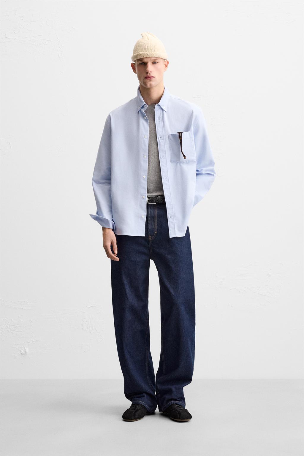 

Оксфордская рубашка ZARA, небесно-синий