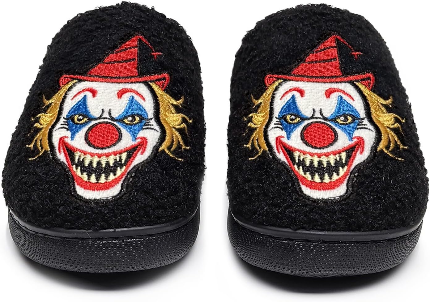 

Домашние тапочки на Хэллоуин и Рождество в клетку для женщин и мужчин, мягкие уютные тапочки для дома, с флисовой подкладкой, теплые и пушистые, противоскользящие, зимние, удобные и мягкие, с шерстяной подкладкой Afellicy, Clown