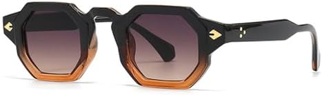 

Ретро-многоугольные солнцезащитные очки для женщин с заклепками, градиентные оттенки, защита от УФ-излучения UV400, панк-солнцезащитные очки для мужчин MTZJH, Black Grey Tea