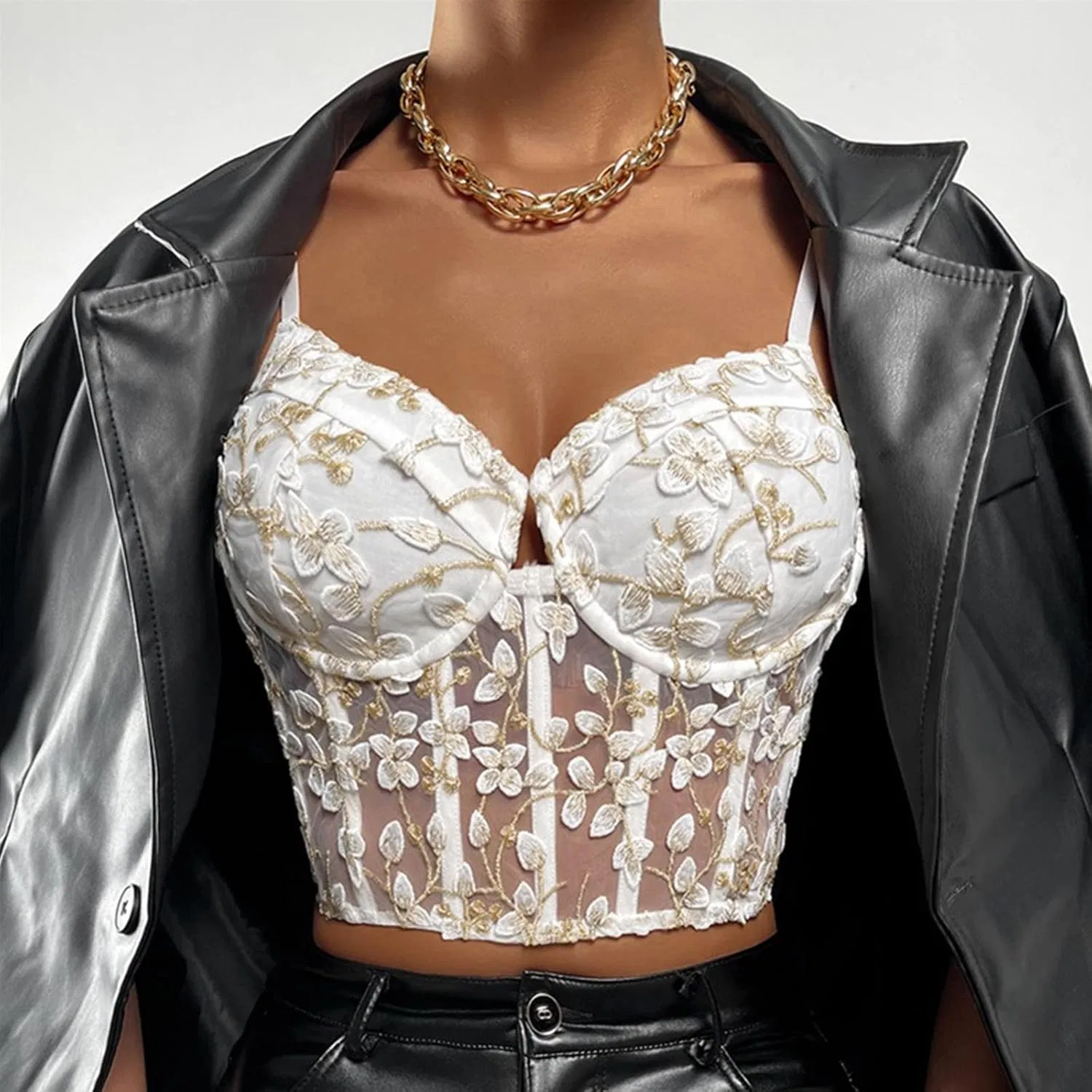 Топ-бюстье кружевной, без бретелек, Waist Cincher Corset Sweets, белый — фото 3