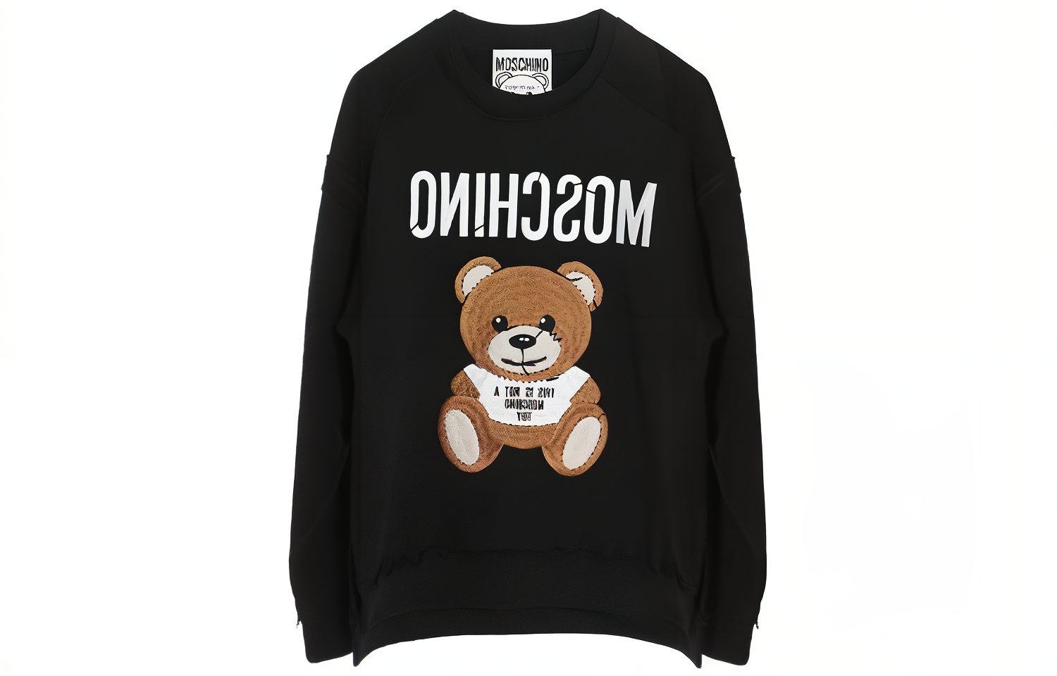 

Хлопковая толстовка с принтом медведя MOSCHINO, черный