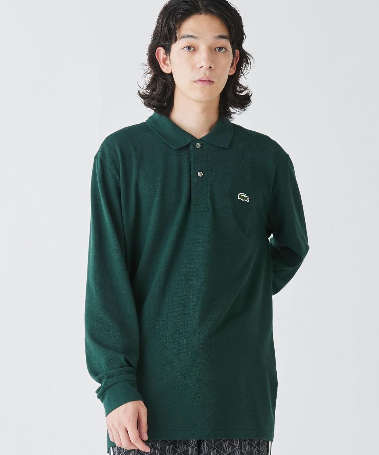 Официальная поло-рубашка Lacoste Original Fit с длинным рукавом, модель L1312, темно-зеленый — фото 3