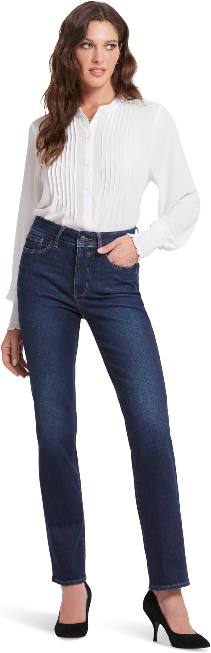 

Джинсы NYDJ Petite High Rise Marilyn Straight in Riverbridge, цвет Riverbridge