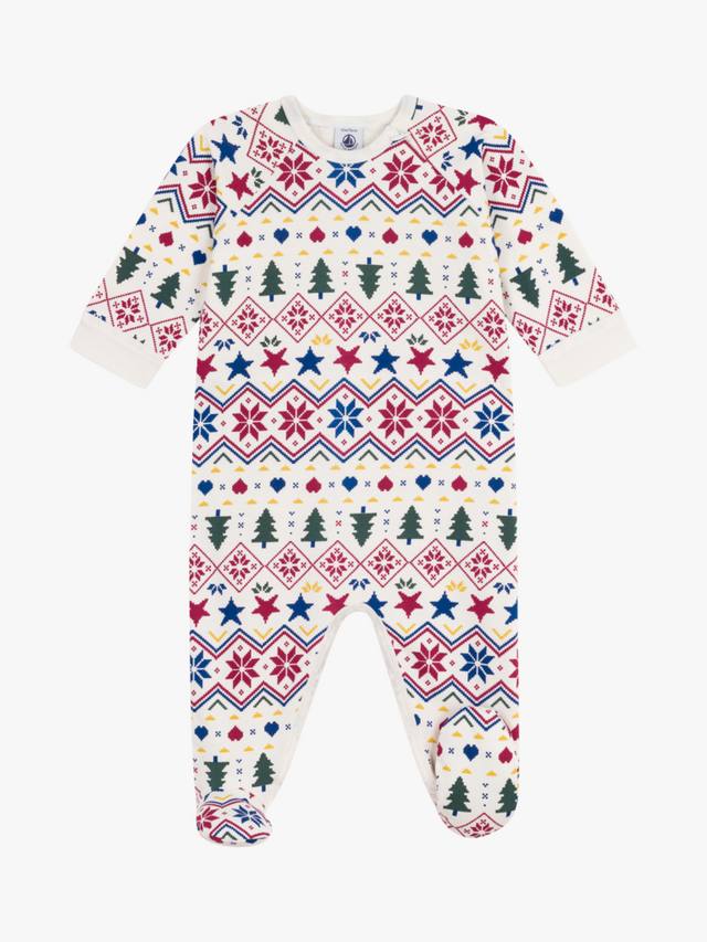 

Детский хлопковый праздничный комбинезон-пижама с молнией Petit Bateau, Milk/Multi