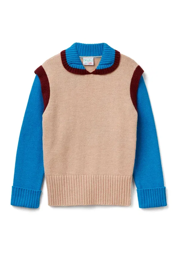 Свитер с воротником Stranger Things, бренд United Colors Of Benetton, бежевый