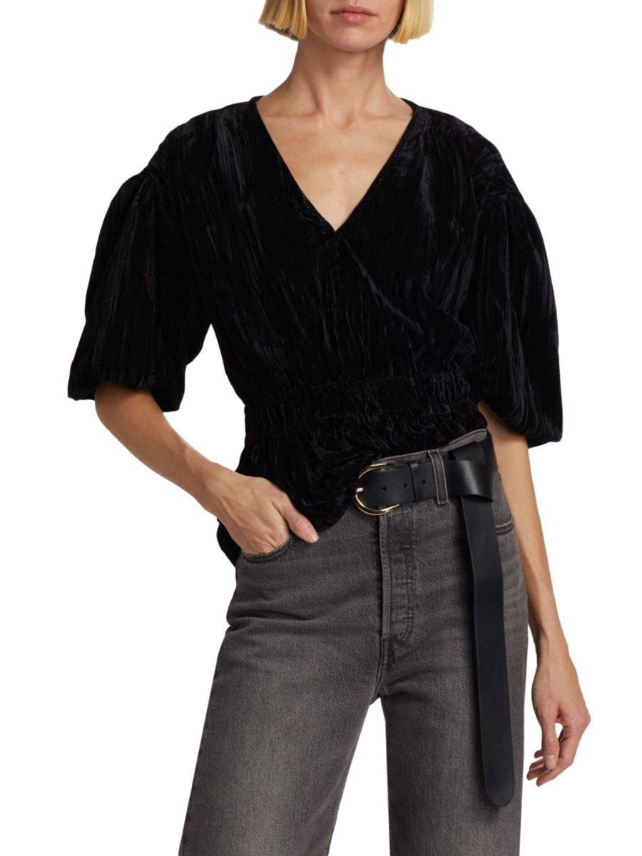

Топ Mona Velvet Smocked Joe's Jeans, черный