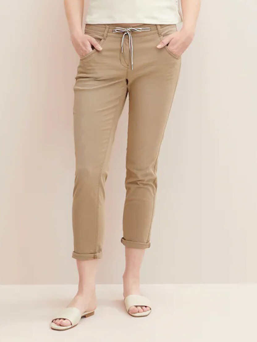 

Брюки Tom Tailor Tapered Relaxed Stoffhose Stretch Tunnelzug Denim Jeans, коричневый