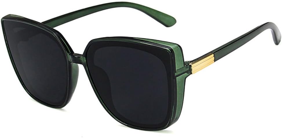 

Винтажные солнцезащитные очки «кошачий глаз» с большой оправой для женщин и мужчин, качественные ретро-очки, модные, с защитой от УФ-излучения UV400 TKKTLLT, Green Gray