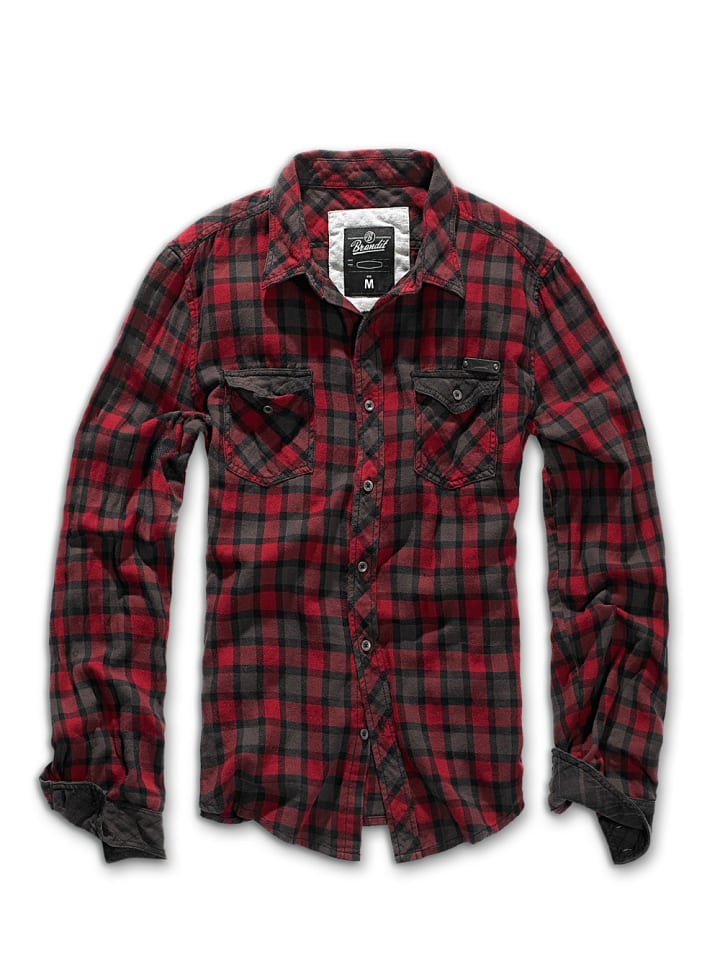 

Рубашка Duncan Check Shirt Long Sleeve красного цвета Brandit