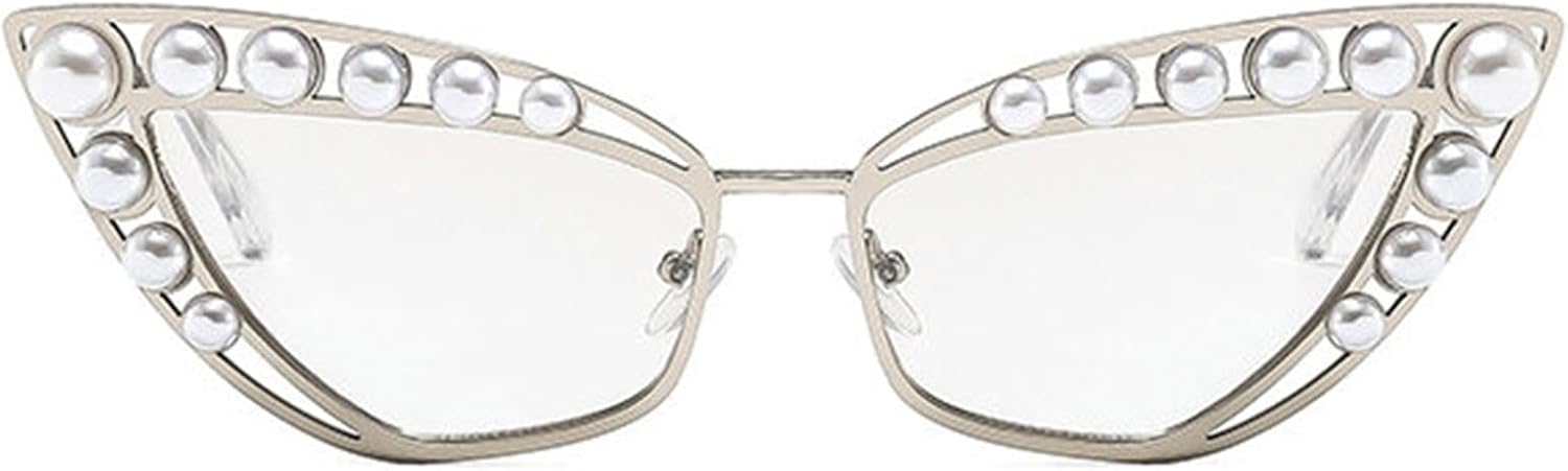 

Солнцезащитные очки Willochra Fashion Diamond Cat Eye для женщин и мужчин в стиле панк с металлической оправой и жемчужными вставками, модные солнцезащитные очки UV400, C7