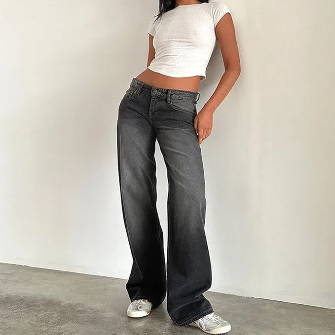 Джинсы свободные Low Rise Baggy, серый — фото 2