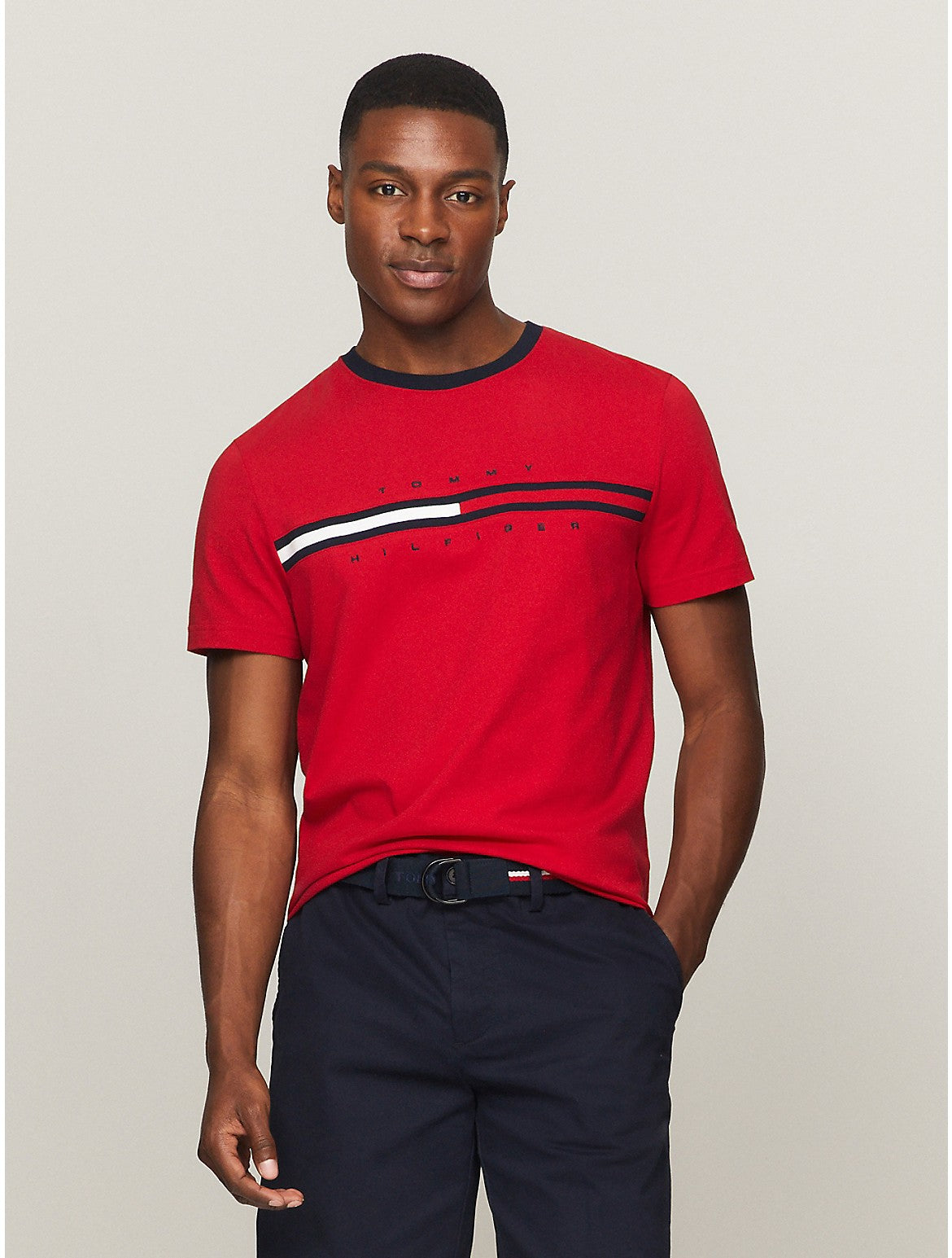 

Мужская футболка Tommy Hilfiger с логотипом-флагом, цвет primary red