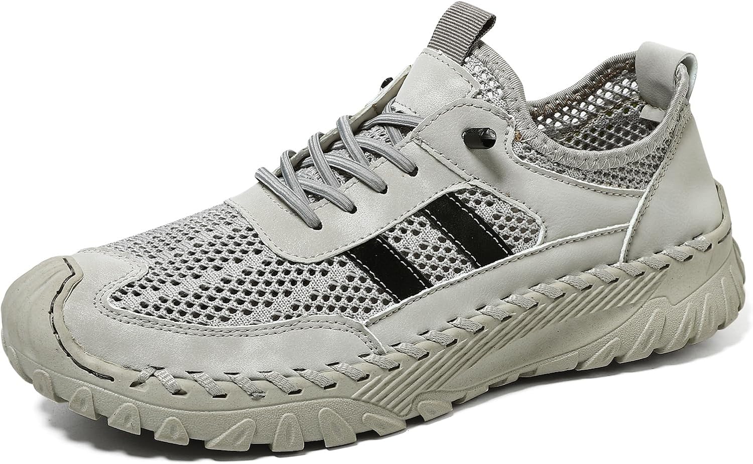 

Дышащие кроссовки с эластичными шнурками, противоскользящие, для походов, с поддержкой свода стопы, ортопедические мужские туфли, обувь без шнурков из кожи, прохладные и комфортные кроссовки с надежной поддержкой Generic, серый