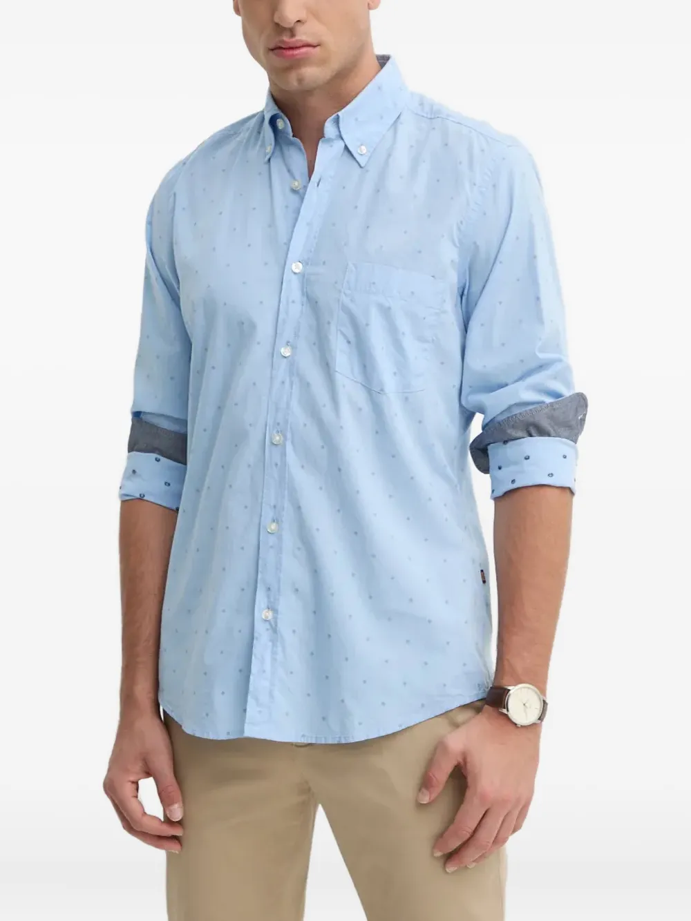 

Рубашка с узором и длинными рукавами BOSS, синий