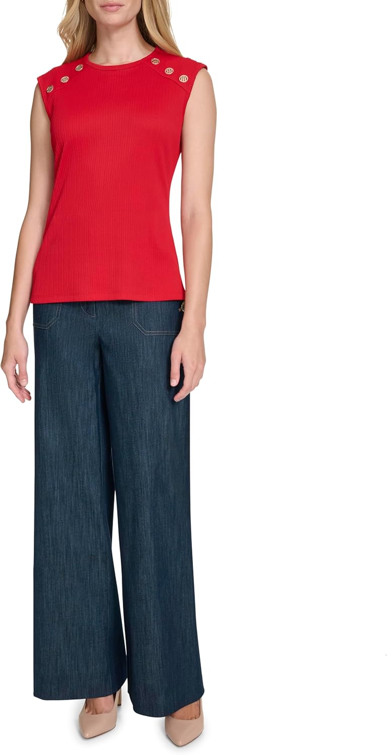 

Женский топ без рукавов на пуговицах Tommy Hilfiger, Scarlet