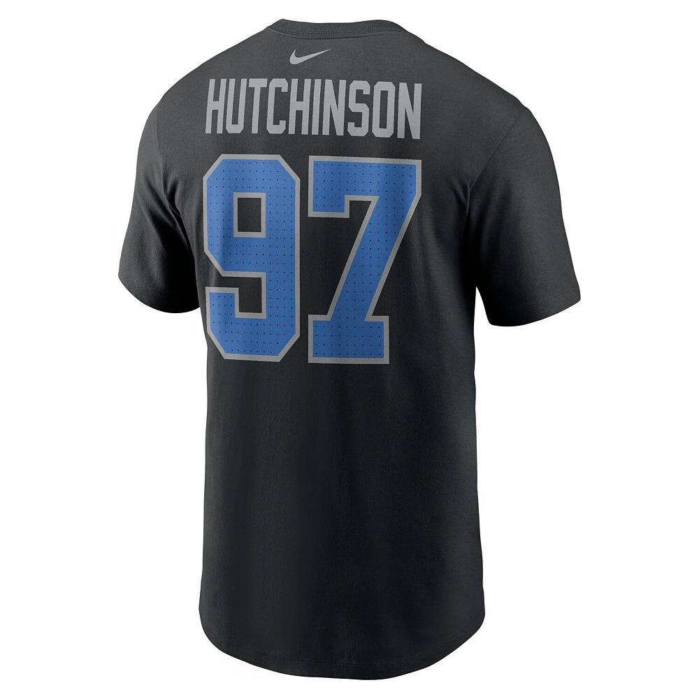 Мужская черная футболка с именем и номером игрока Nike Aidan Hutchinson Detroit Lions, цвет Lns Black — фото 4