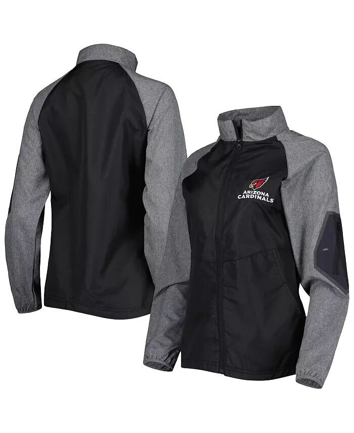 

Женская черно-серая ветровка с молнией во всю длину Arizona Cardinals Hurricane Raglan Dunbrooke