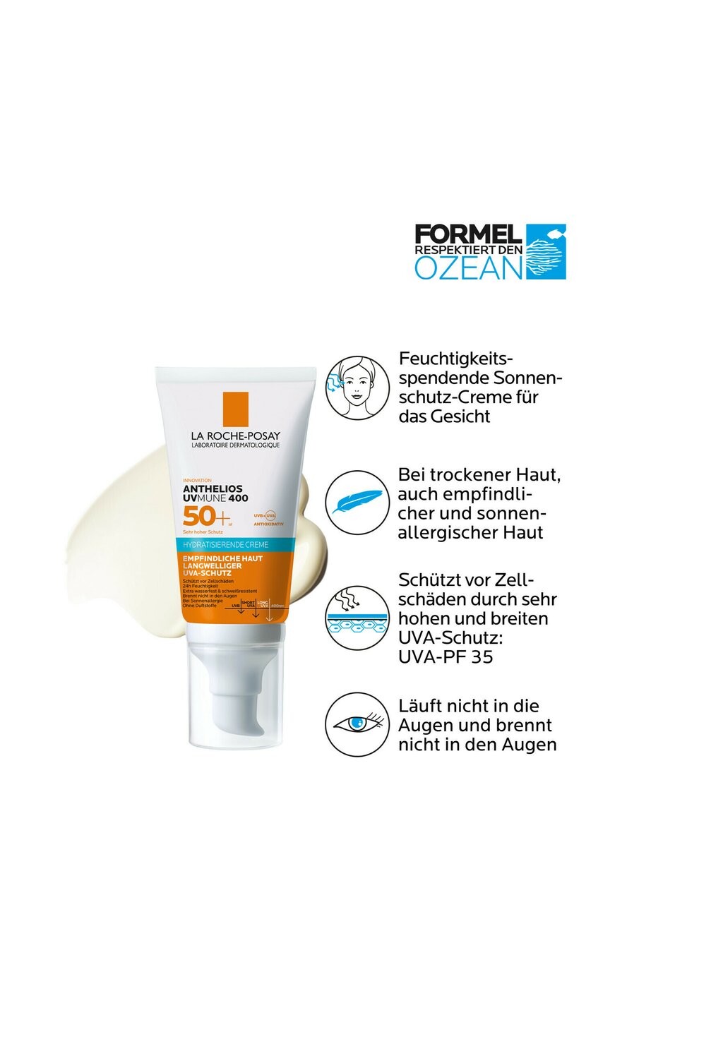 Защита от солнца LA ROCHE-POSAY SUN CARE ANTHELIOS HYDRATISIERENDE CREME UVMUNE 4 — фото 4