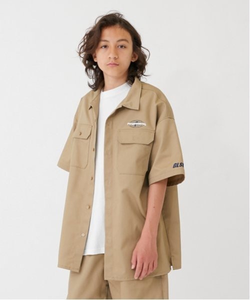 Рубашка с коротким рукавом из саржи T/C_GLSW GLAZOS, Beige