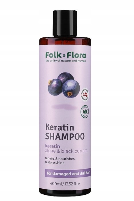 

FOLK&FLORA Кератиновый шампунь для поврежденных и тусклых волос 400 мл