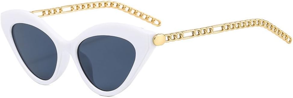 

Ретро-солнцезащитные очки «кошачий глаз» с разноцветными линзами для женщин и мужчин, модные очки с металлической цепочкой, защита от УФ-излучения UV400, темно-зеленые солнцезащитные очки generic, White Gray