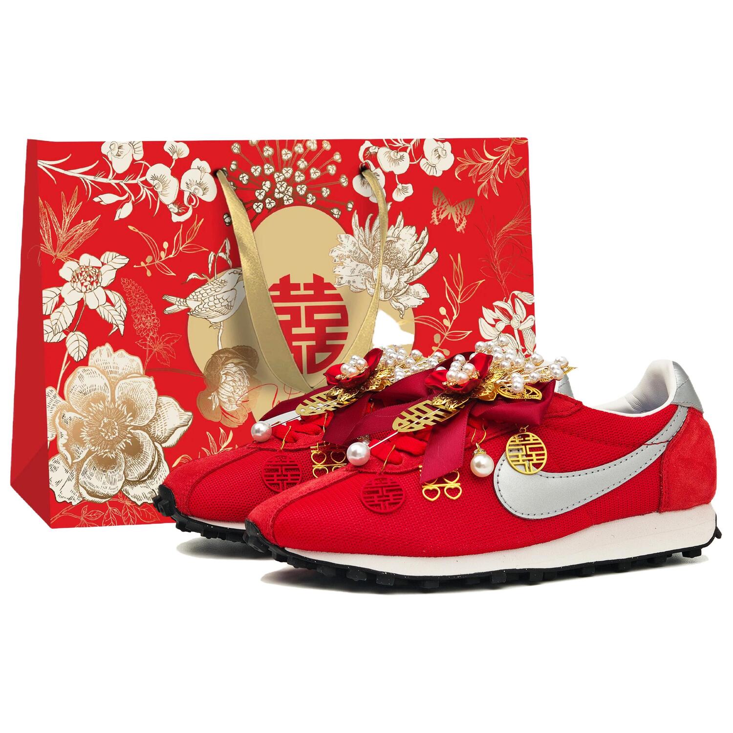 

Nike LD 1000 Текстиль, кожа, противоскользящие и износостойкие низкие повседневные городские кроссовки для бега, женские, красные