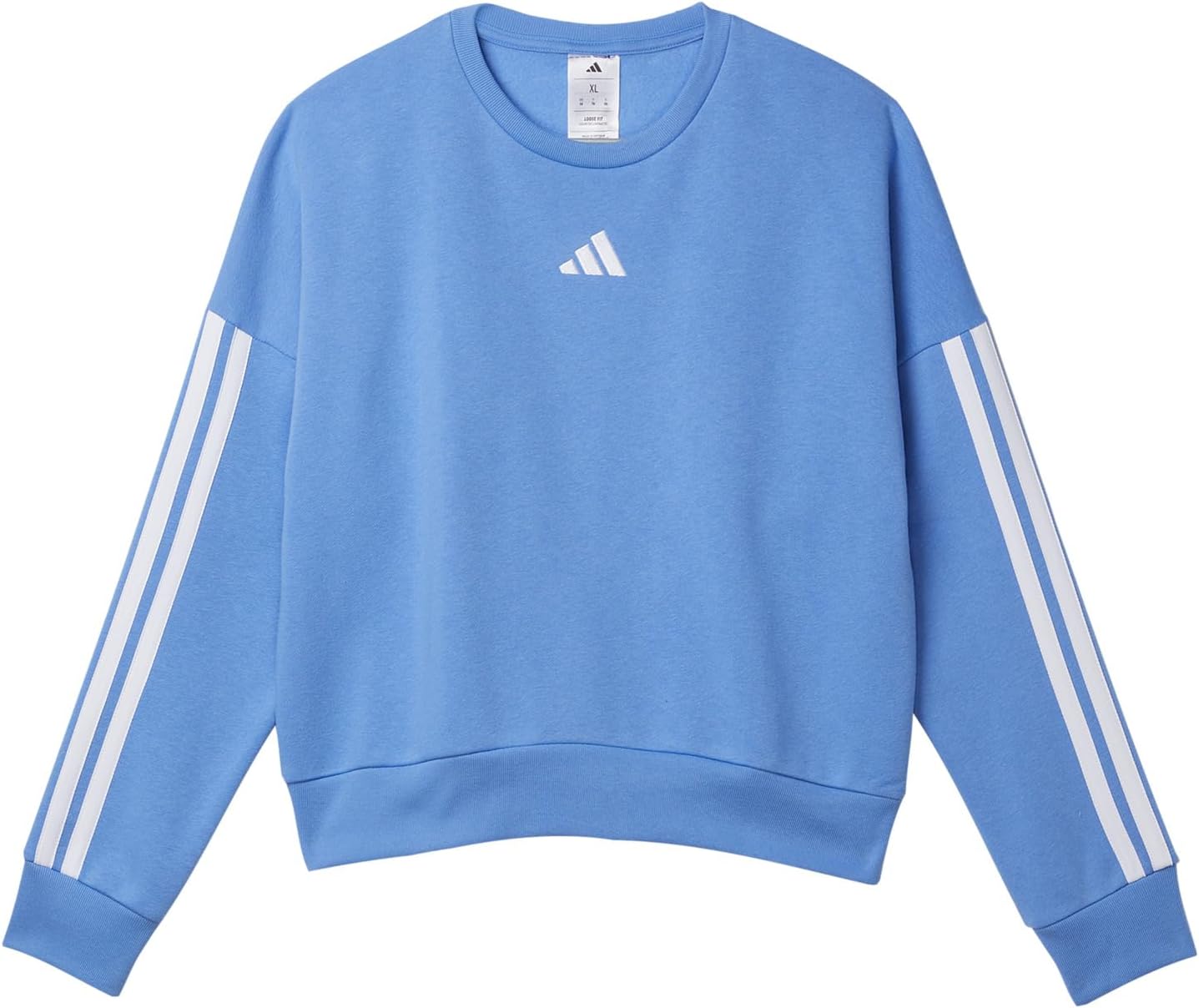 

Пуловер adidas Kids 3-Stripes Crew Neck Fleece Pullover, цвет Blue Fusion