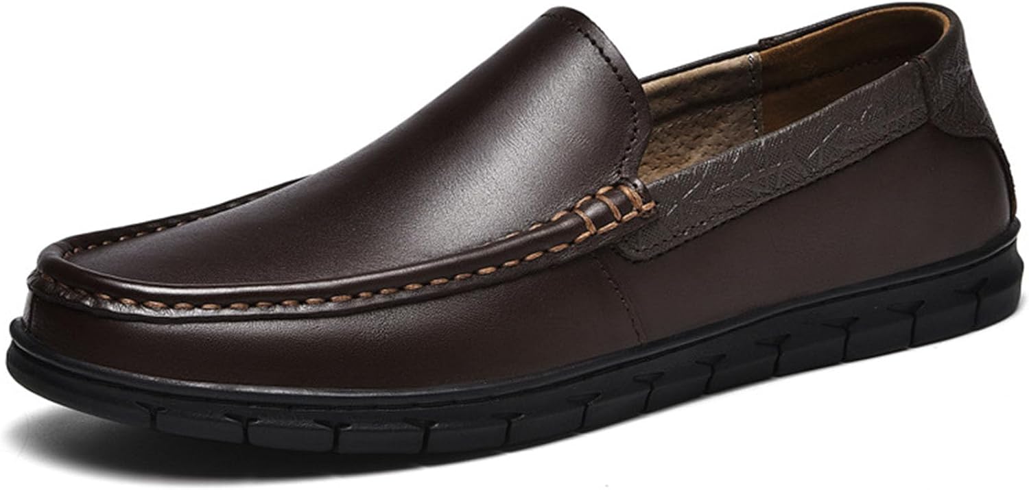 

Мужские классические деловые кожаные мокасины для вождения, модные, удобные, нескользящие, мягкие повседневные лодочные туфли, формальная обувь Zppordmr, коричневый