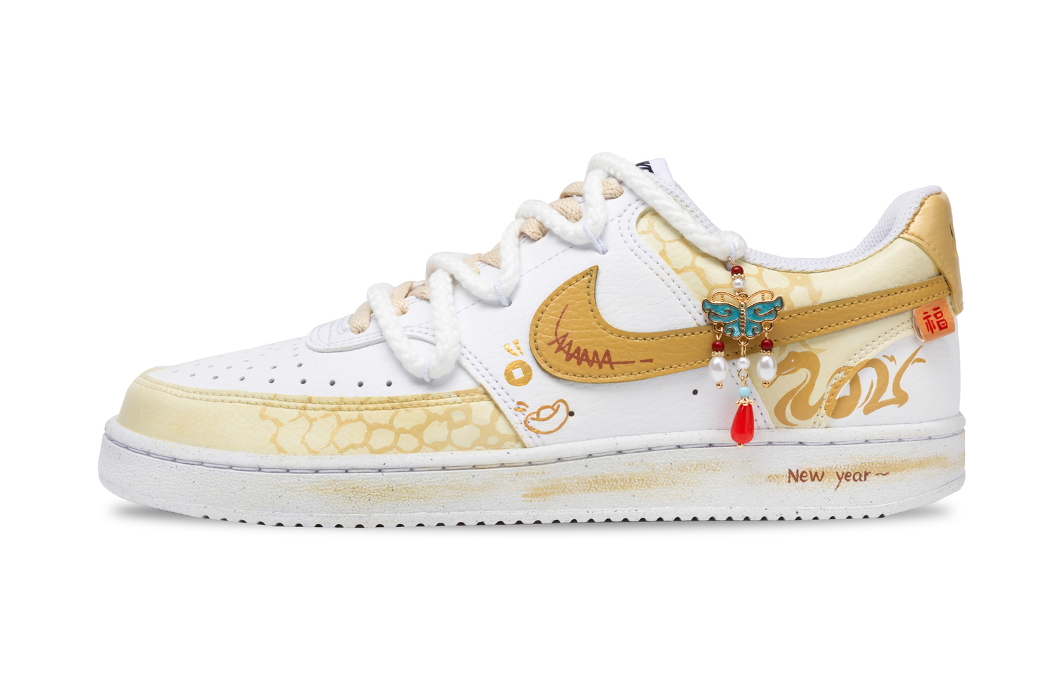 

Nike Кроссовки Court Vision 2 нескользящие амортизирующие износостойкие мужские низкие золотые, цвет Gold