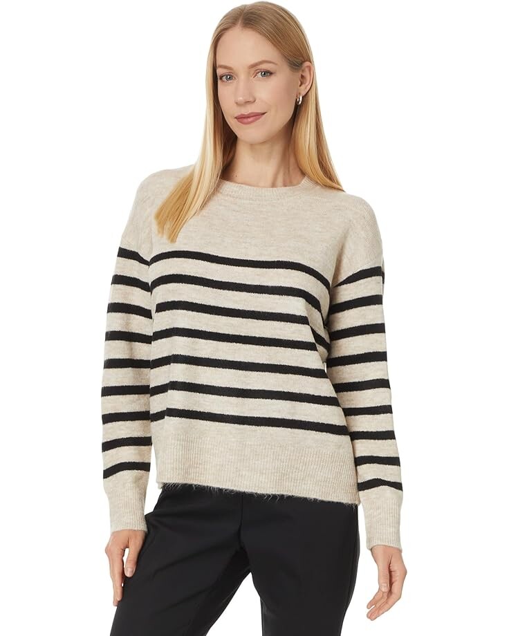 

Свитер Liverpool Los Angeles Petite Long Sleeve Crew Neck Dropped Shoulder Sweater, цвет Oatmeal Heather Stripe