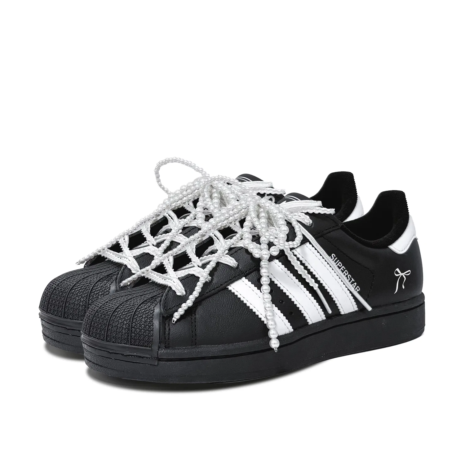 Кроссовки для скейтбординга Superstar 2 Pearl Butterfly Leather Low top Kids' Skateboarding Shoes Black Teenagers Adidas Originals — фото 4